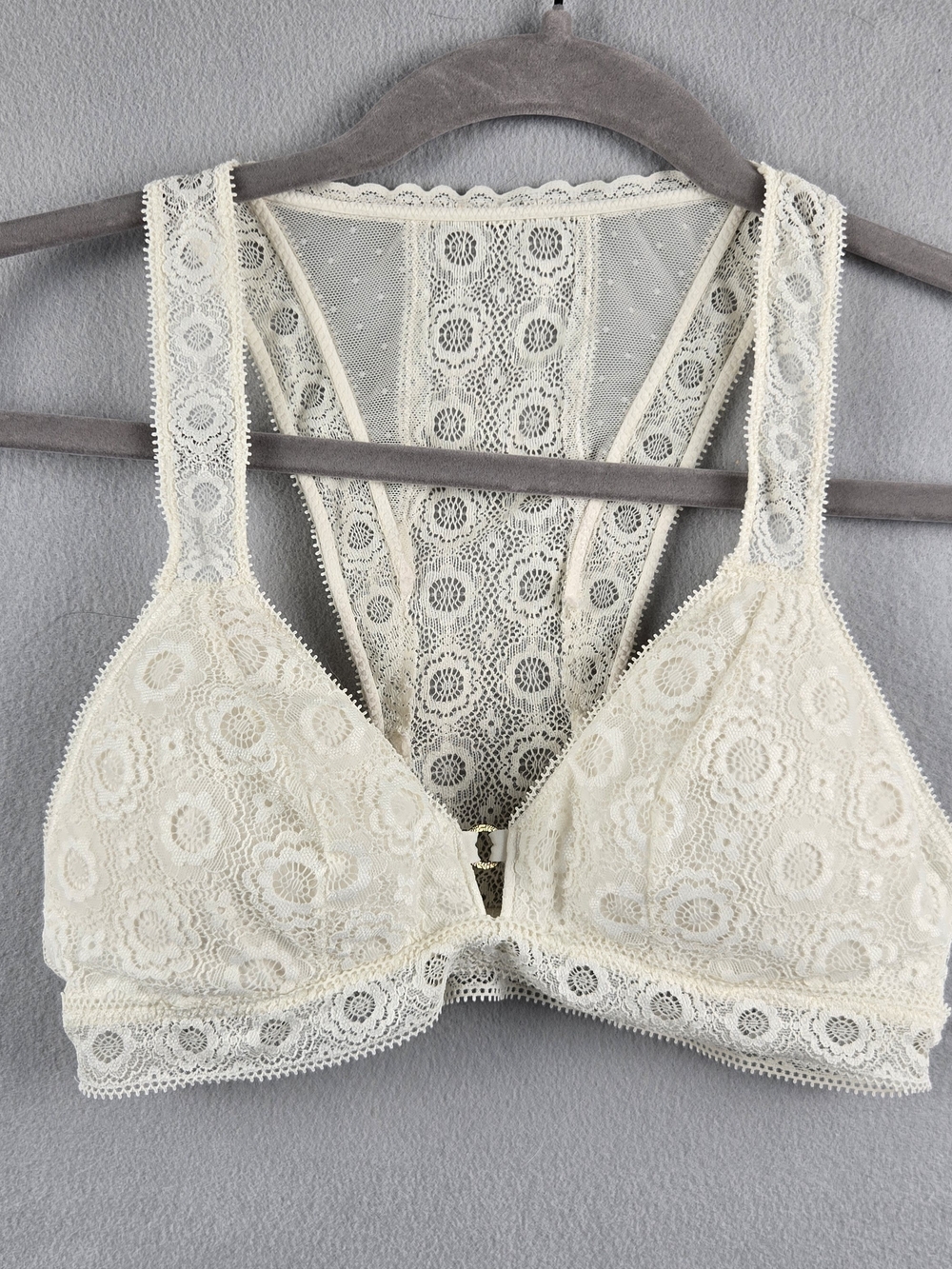 Aerie Lace Racerback Bralette - Cream, Size Small